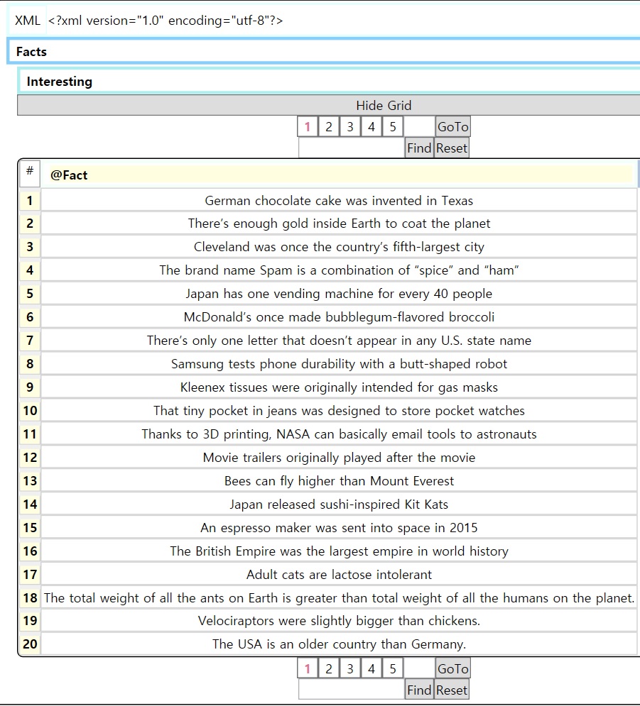 XML Grid Table